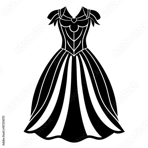 Fancy dress silhouette vector art illustration