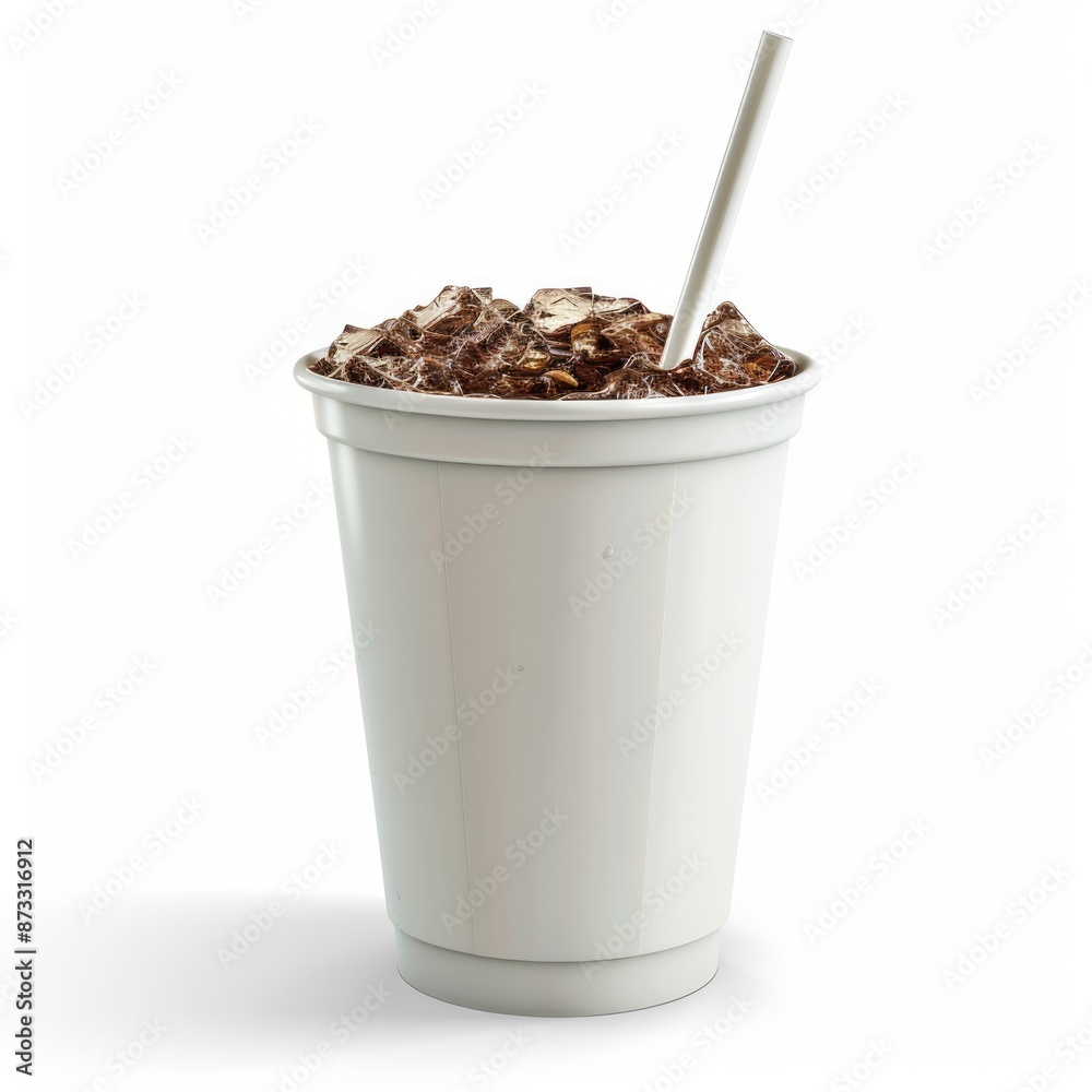 cola on white paper cup with straw cola on white paper cup with straw