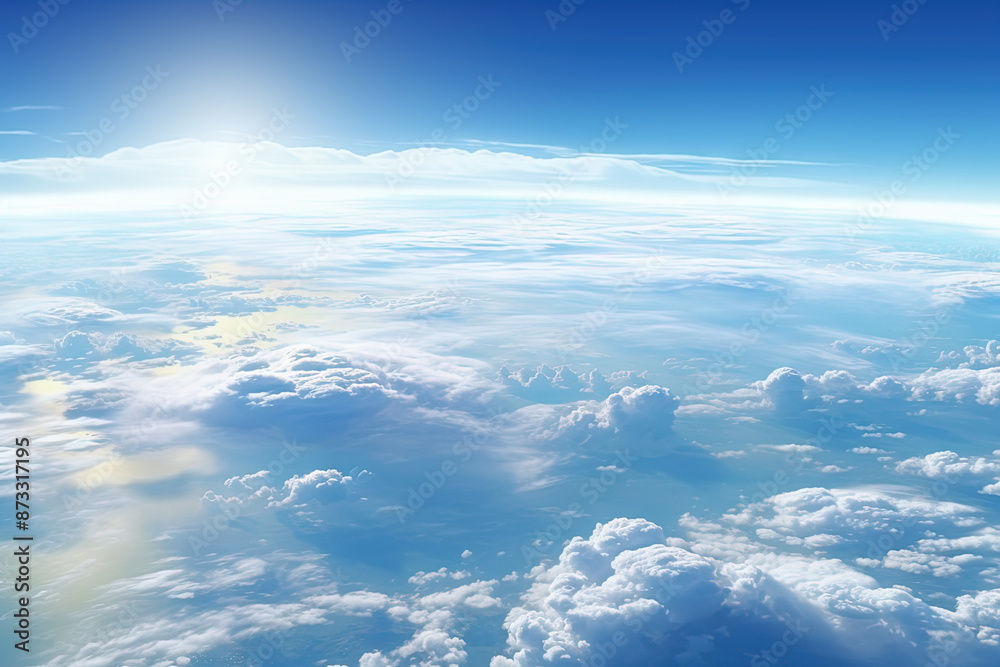 Earth horizon view from space. Satellite or plane view of the planet from stratosphere. Earth horizon view from space. Satellite or plane view of the planet from stratosphere.