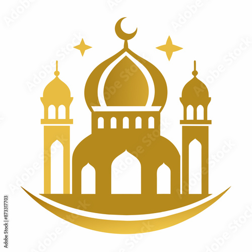 Golden Mosque Icon Logo Enhance Your Islamic Brand Identity