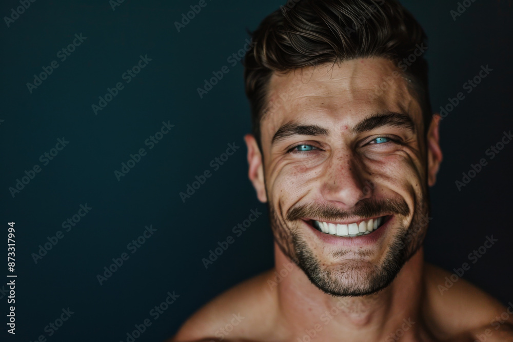 American handsome man smiling, handsome bodybuilder isolated on a black background American handsome man smiling, handsome bodybuilder isolated on a black background