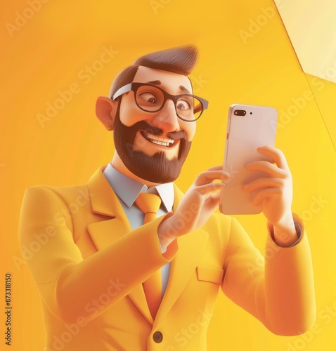 man character selfie in 3d illustration concept
