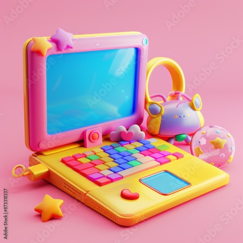 colorful 3d laptop rendered, 3d Laptop Illustration