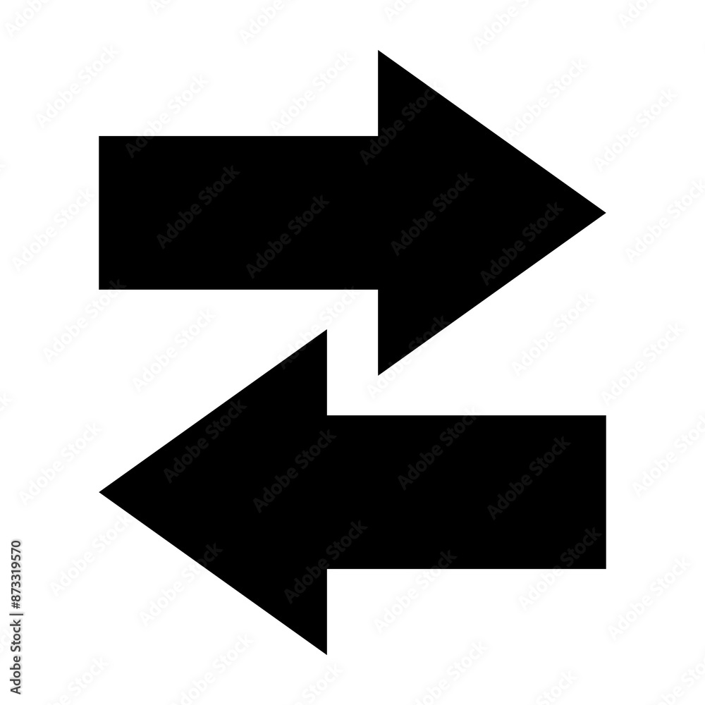 Black vector arrow icon Vector illustration design. Right direction and left direction arrow icon. Black vector arrow icon Vector illustration design. Right direction and left direction arrow icon.