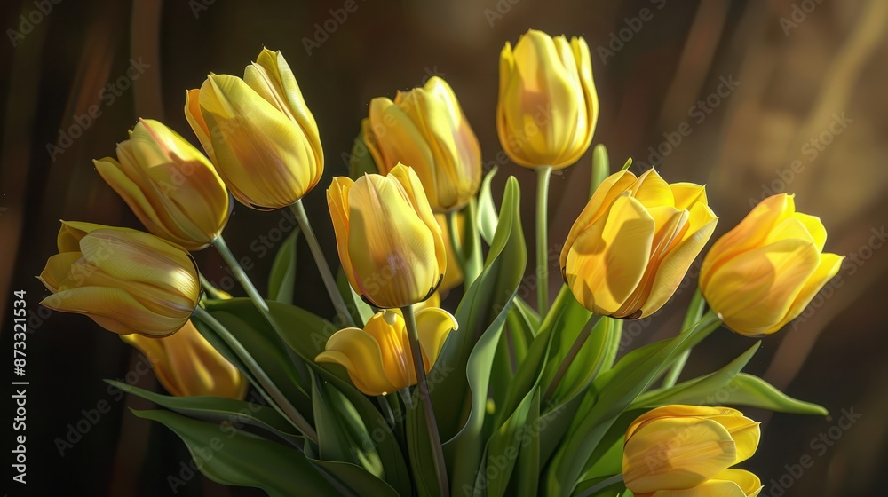 Spring holidays start with lovely yellow tulips perfect for greeting cards Spring holidays start with lovely yellow tulips perfect for greeting cards