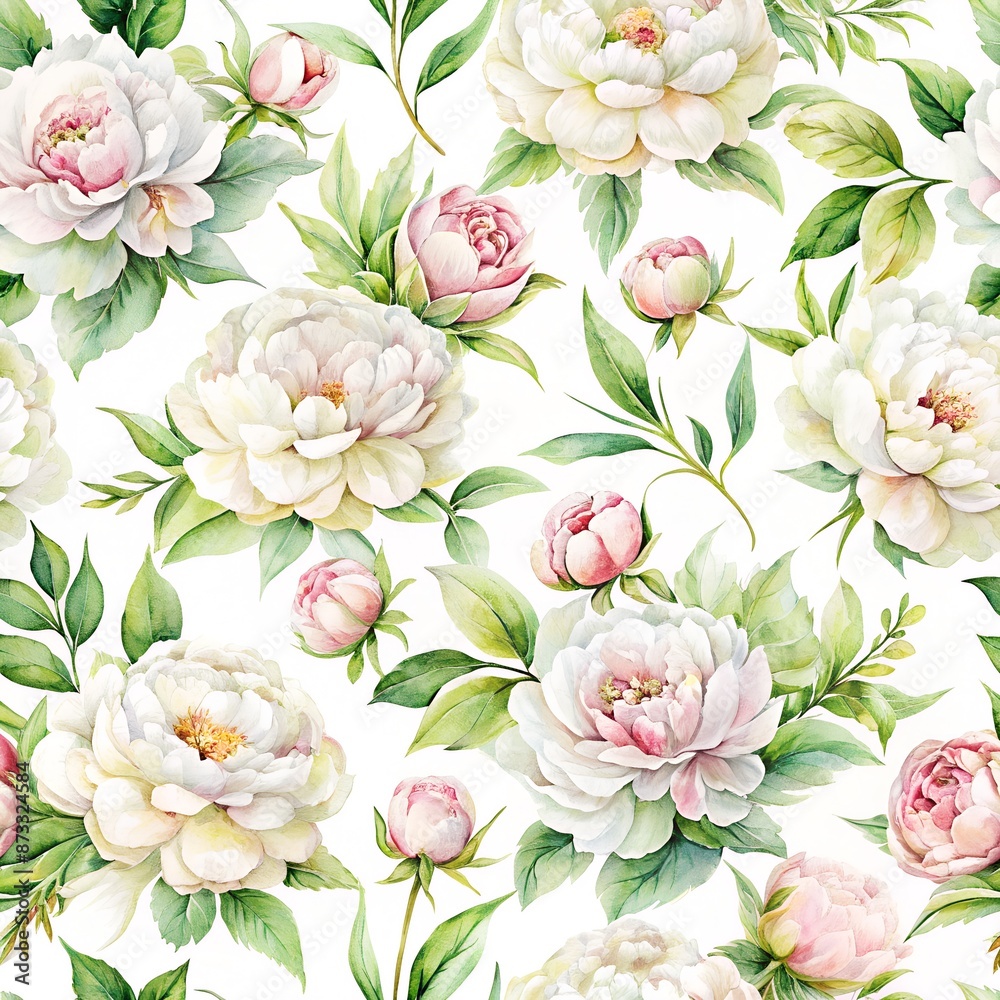 pattern white watercolor opulent little peonies pattern white watercolor opulent little peonies
