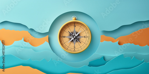 Papercut artwork of a compass pointing towards success, symbolizing strategic business planning and direction.