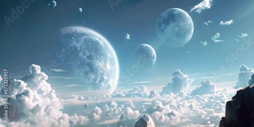 An exclusive HD view of landscape with moon and clouds