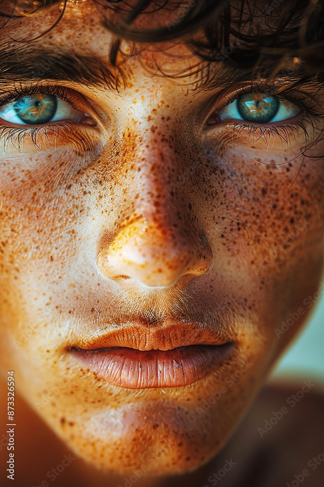 Fototapeta premium Portrait of a young man, summertime - Generative AI