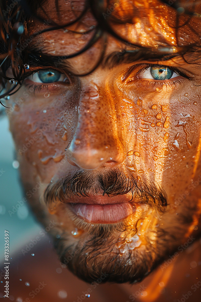 Obraz premium Portrait of a young man, summertime - Generative AI