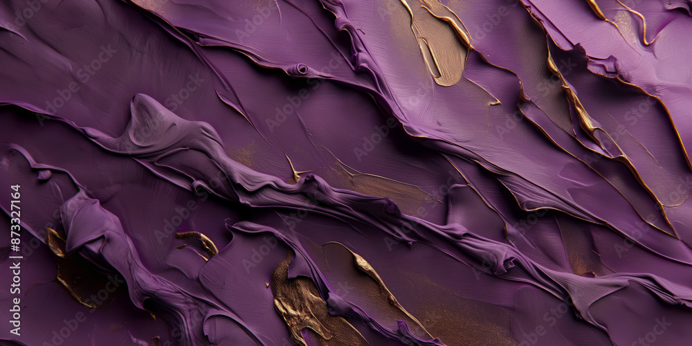 Obraz premium Abstract Purple and Gold Acrylic Paint Texture Close up Art Background
