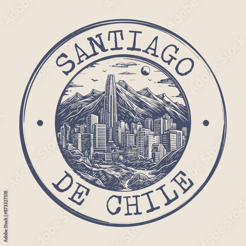 Santiago de Chile, Chile Stamp City Postmark. Silhouette Postal Passport. Round Vector Icon. Vintage Postage Design.	

