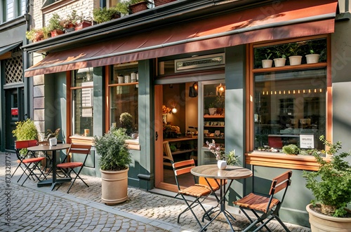 Restaurant coffee shop sidewalk café tables