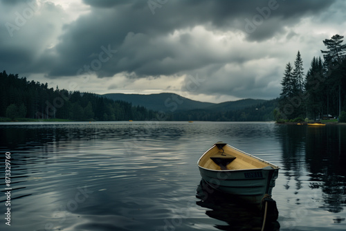 a lonely boat i na lake