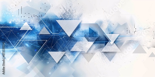 A high-tech creative background for PowerPoint presentations featuring simple geometric shapes in blue and white