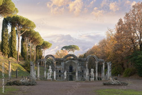 Hadrian's Villa (Villa Adriana; Villa Hadriana) - The Canopus and Temple of Serapis - villa of emperor Hadrian near Tivoli outside Rome, Italy. photo