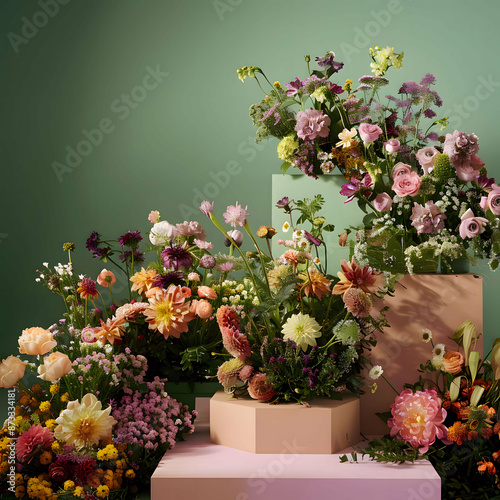 Amidst a tranquil garden, a symphony of tulips dances in the gentle breeze, their vibrant hues of pink, purple, red, and white painting a picturesque scene of springtime bliss.