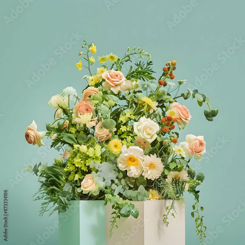 Amidst a tranquil garden, a symphony of tulips dances in the gentle breeze, their vibrant hues of pink, purple, red, and white painting a picturesque scene of springtime bliss.