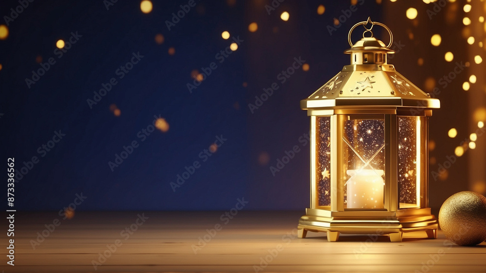  Islamic Eid Ul Adha celebration lantern with some star gold color background