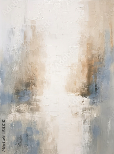 Abstract beige and brown oil painting, neutral tones, textured canvas..