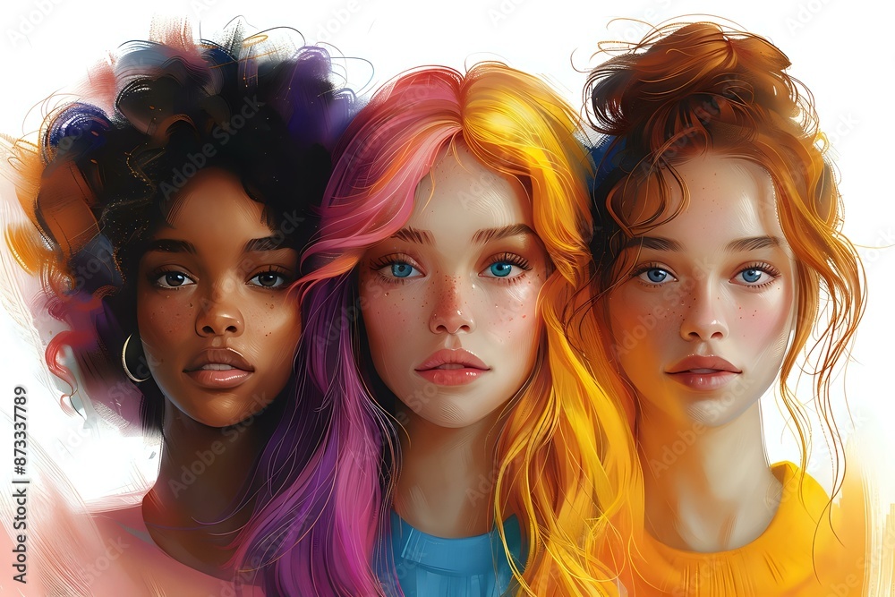 Obraz premium Empowerment in Color: Stylized Female Figures in Unity