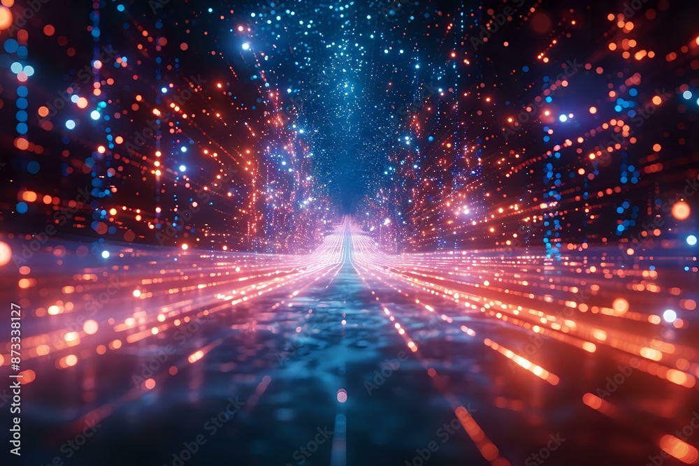 Obraz premium Futuristic Data Exchange - Abstract Digital Illustration
