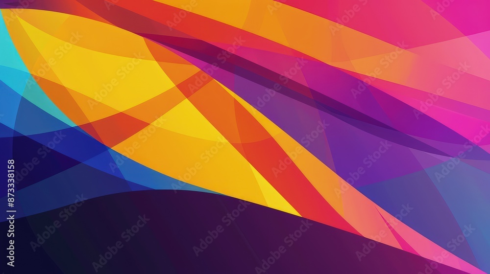 An abstract background with vibrant geometric shapes and a smooth color gradient offering a modern copy space for text. An abstract background with vibrant geometric shapes and a smooth color gradient offering a modern copy space for text.