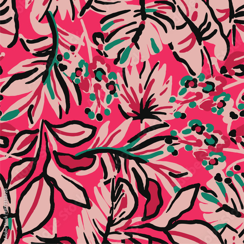 Trendy floral seamless pattern collection. Set of vintage 70s style flower background illustration. Colorful pastel color groovy artwork bundle, y2k nature backgrounds with spring plants