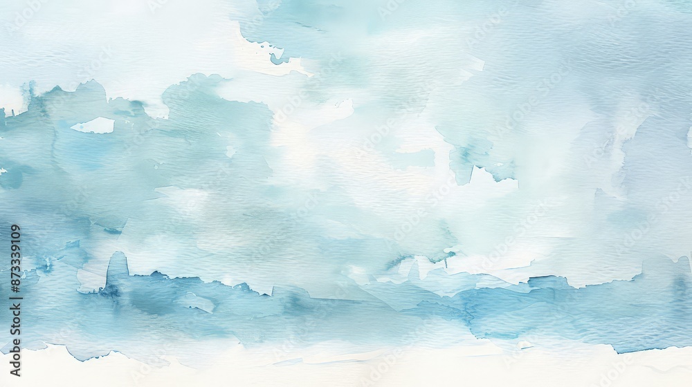 A calm and collected watercolor setting with soft washes of sky blue and white, mimicking a clear and peaceful sky at dawn on fine paper. A calm and collected watercolor setting with soft washes of sky blue and white, mimicking a clear and peaceful sky at dawn on fine paper.