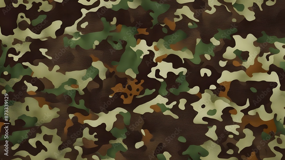 Fototapeta premium Camouflage army background, dirty green brown texture, forest print
