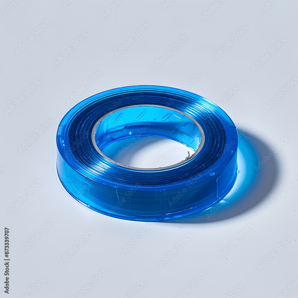 Precise Blue Correction Tape Closeup on White Background Precise Blue Correction Tape Closeup on White Background