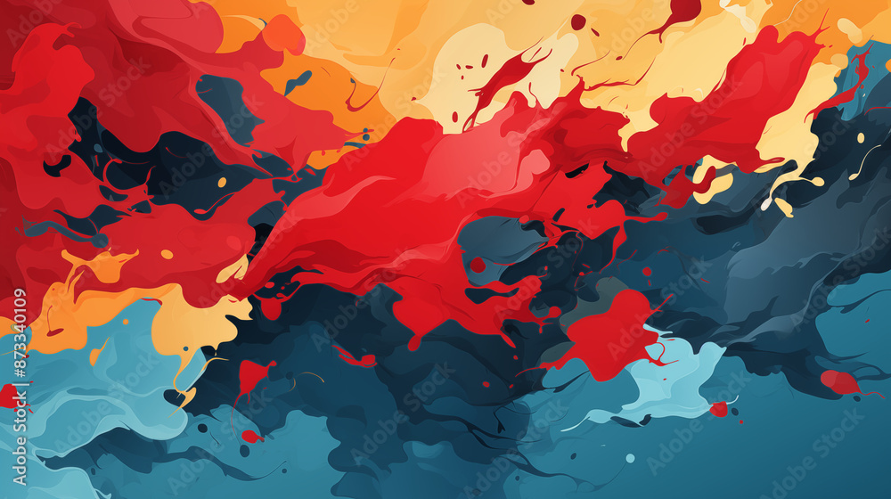 Red Paint Drained Liquid Fluid on Blue Background, Abstract Image, Texture, Pattern Background, Wallpaper, Background, Cell Phone Cover and Screen, Smartphone, Computer, Laptop, 9:16 and 16:9 Format - Red Paint Drained Liquid Fluid on Blue Background, Abstract Image, Texture, Pattern Background, Wallpaper, Background, Cell Phone Cover and Screen, Smartphone, Computer, Laptop, 9:16 and 16:9 Format -