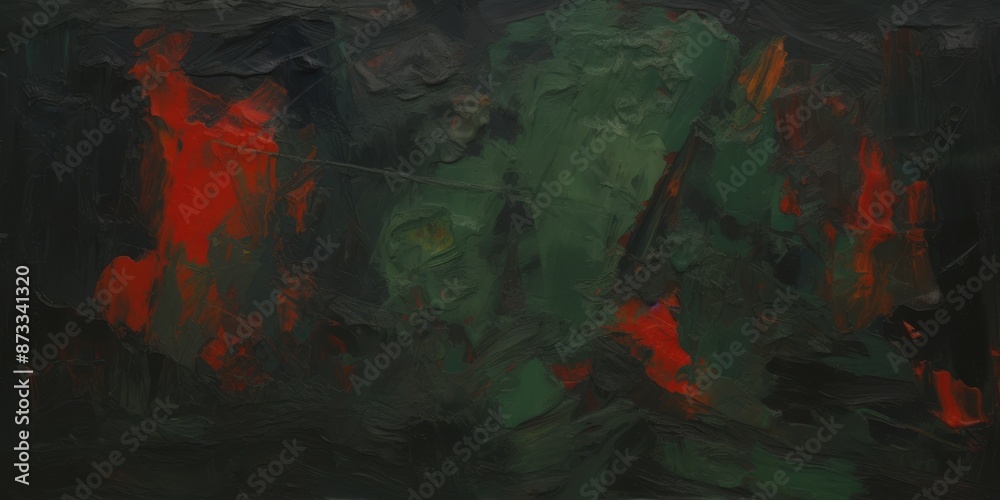Naklejka premium Abstract Surreal Colorful Silken Oil Painting with Red and Green Hues