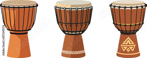 Djembe drum set Musical instrument Vector illustration - Generative AI