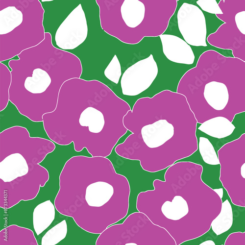 Trendy floral seamless pattern collection. Set of vintage 70s style flower background illustration. Colorful pastel color groovy artwork bundle, y2k nature backgrounds with spring plants