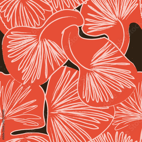 Trendy floral seamless pattern collection. Set of vintage 70s style flower background illustration. Colorful pastel color groovy artwork bundle, y2k nature backgrounds with spring plants