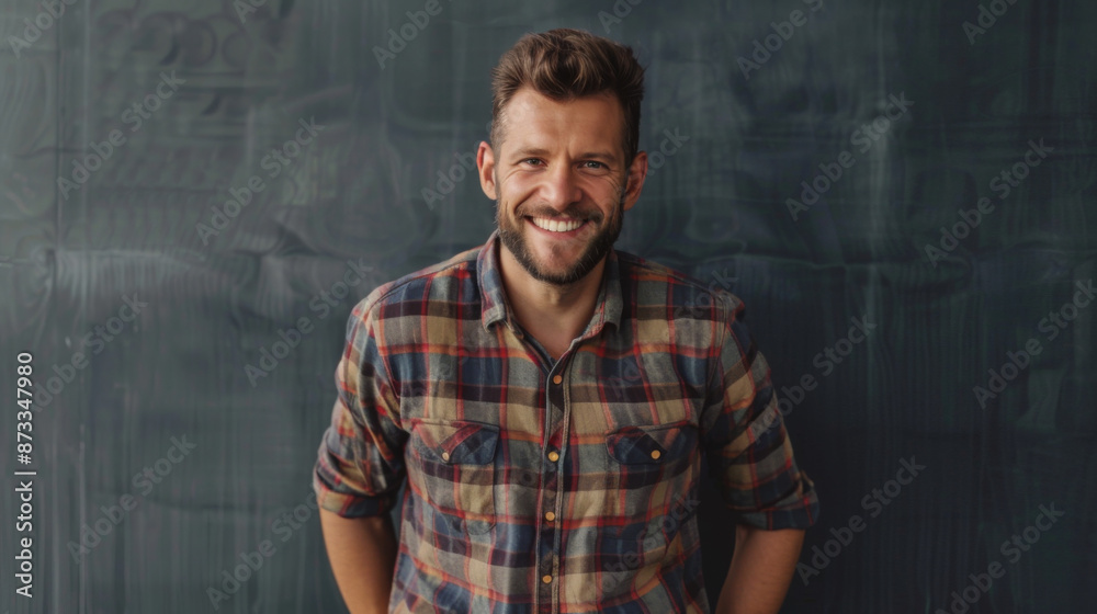 Caucasian handsome man smiling Hands in a pockets isolated on a black background Caucasian handsome man smiling Hands in a pockets isolated on a black background