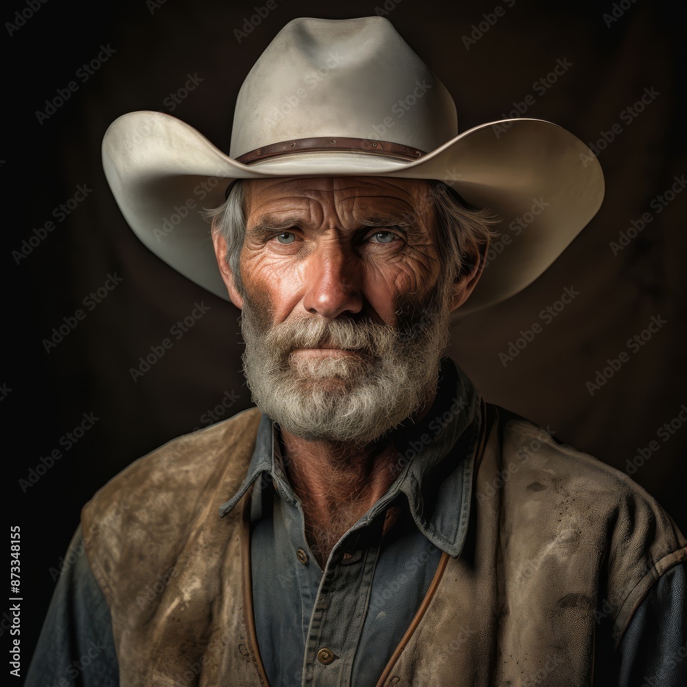 old cowboy with western style hat , generated by AI. High quality photo old cowboy with western style hat , generated by AI. High quality photo