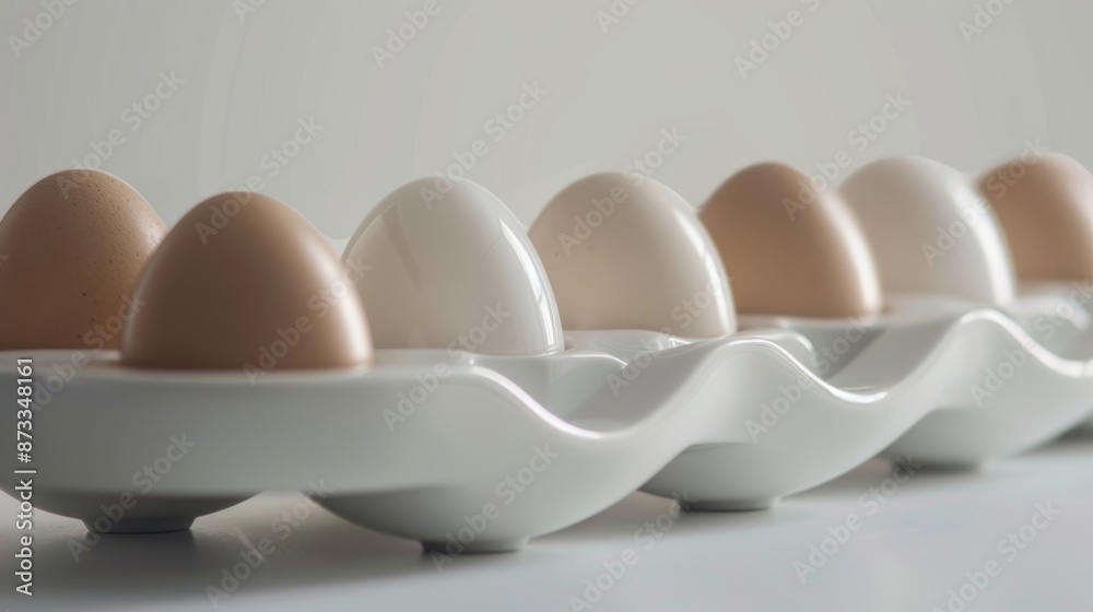 A side view of a smart egg tray showcasing the sleek and modern design with soft rounded edges and a glossy finish. A side view of a smart egg tray showcasing the sleek and modern design with soft rounded edges and a glossy finish.