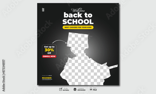 Education admission social media post, back to school web banner template design