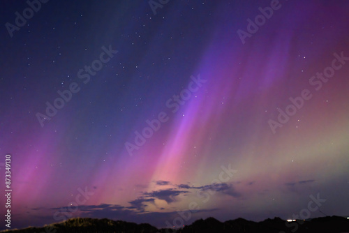 Aurora borealis, northern lights in scotland, britain bright, colourful and standing out