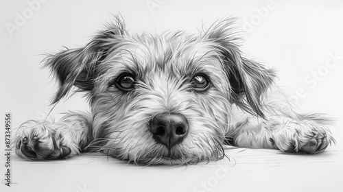 Black and White Pencil Drawing of Jack Russell Terrier on White Background