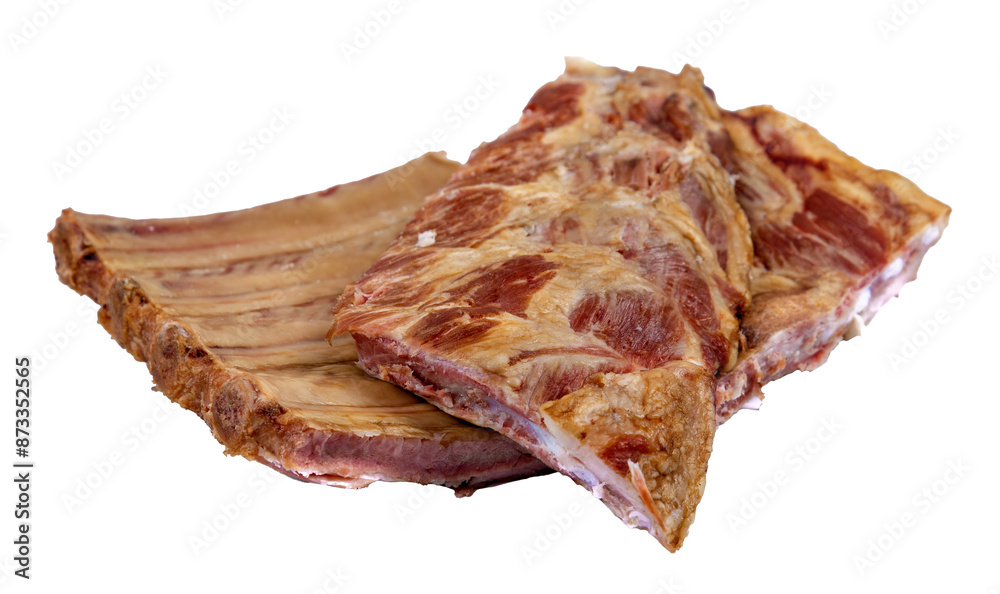 Raw pork ribs on a white background Raw pork ribs on a white background