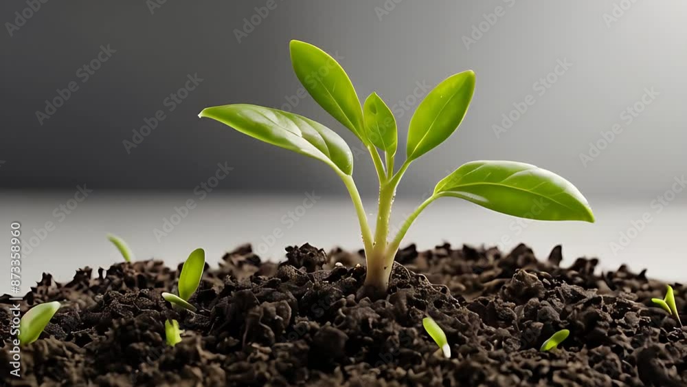 Young sprouting plant growing from the ground isolated on white and black background. Young sprouting plant growing from the ground isolated on white and black background.