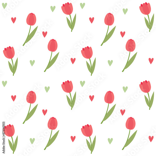 seamless pattern with red tulips