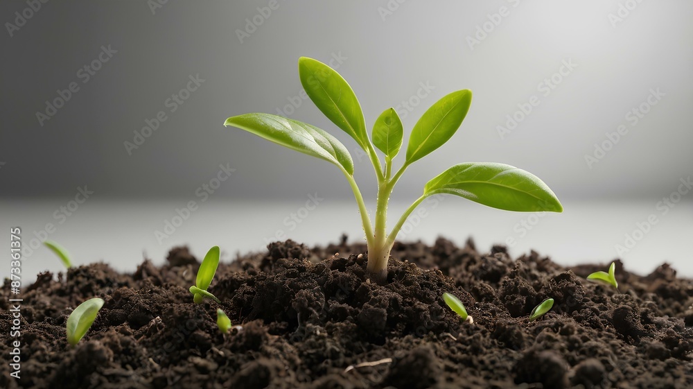 Young sprouting plant growing from the ground isolated on white and black background. Young sprouting plant growing from the ground isolated on white and black background.