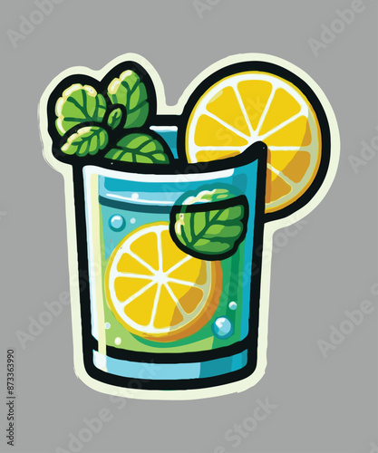 Juice with lemon sticker