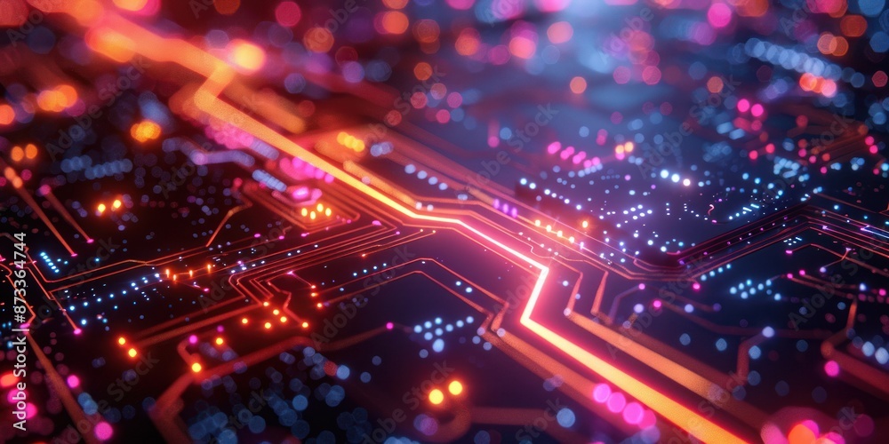Abstract Circuitry with Neon Lights Abstract Circuitry with Neon Lights