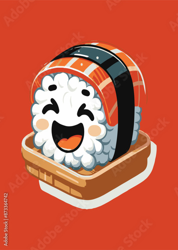 A unique shape sushi food sticker design