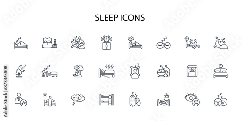 Sleep icon set.vector.Editable stroke.linear style sign for use web design,logo.Symbol illustration.